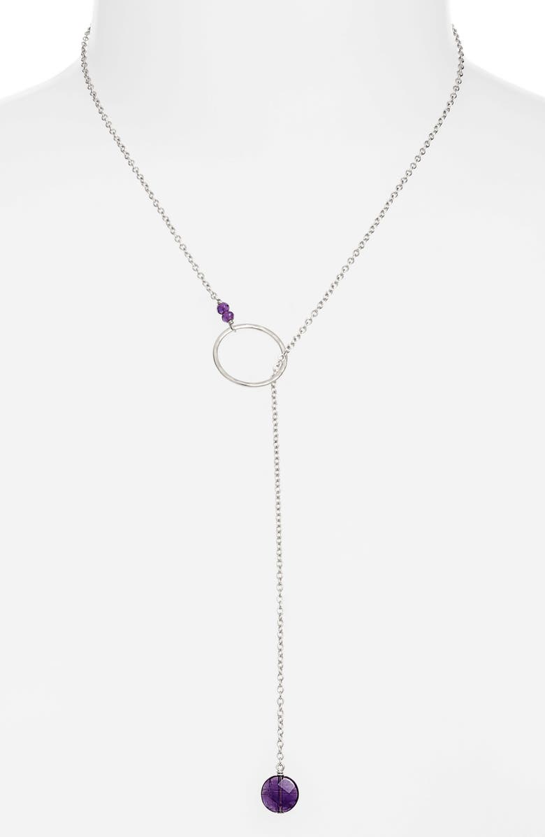 Nashelle Gwyneth Semiprecious Toggle Necklace, Alternate, color, Amethyst/ Sterling Silver
