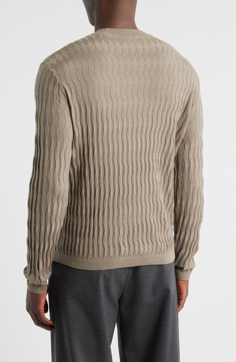 Emporio Armani Diamond Stitch Virgin Wool Crewneck Sweater, Alternate, color, Tan