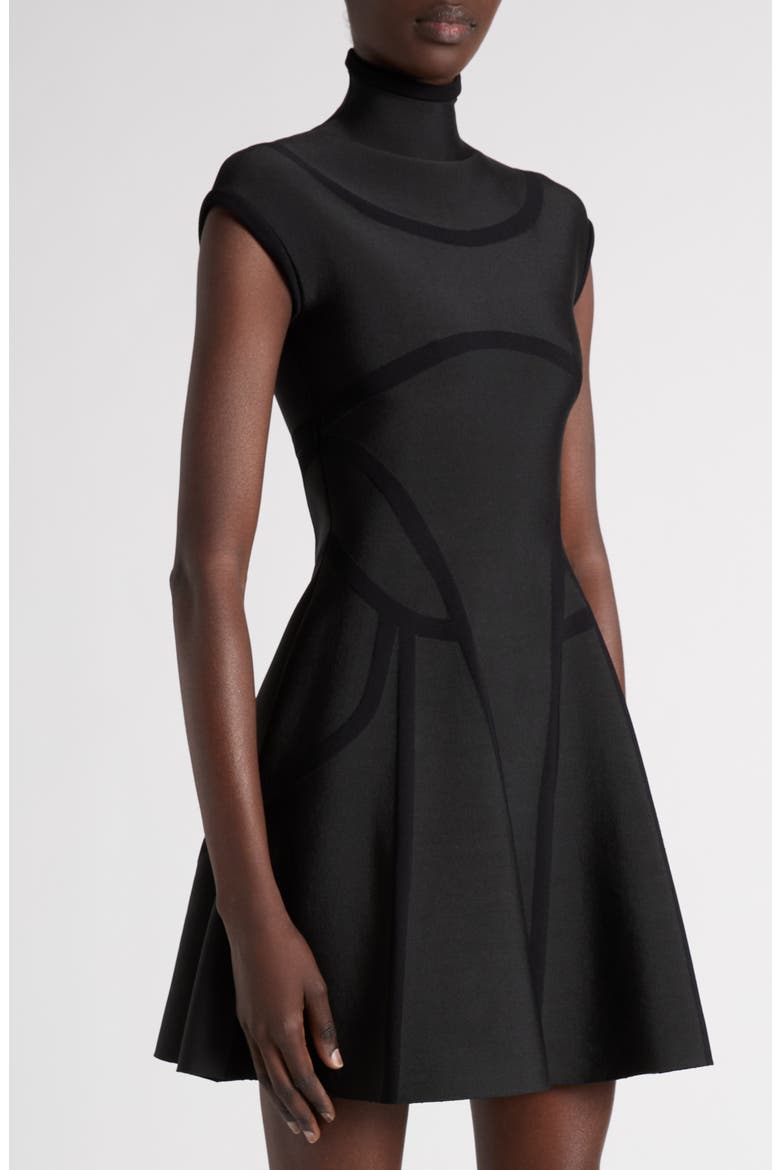 Panelled Silk Minidress, Alternate, color, BLACK/ BLACK