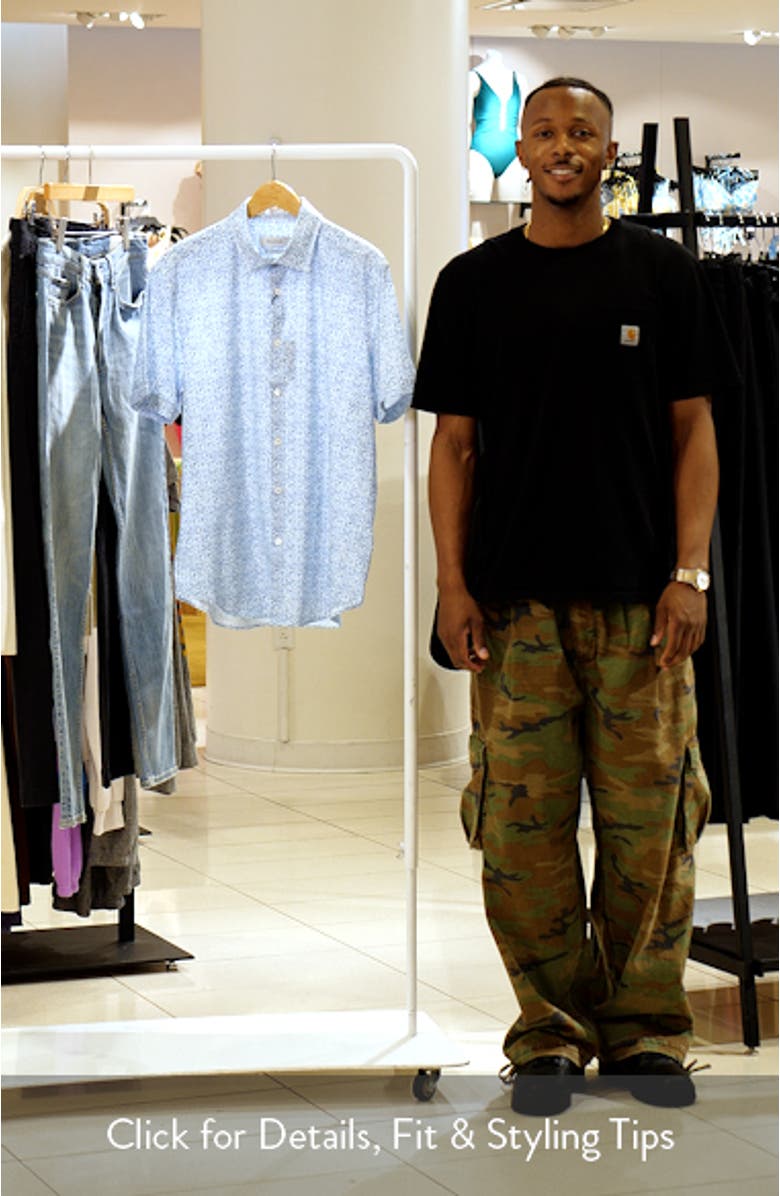 Miles OoohCotton<sup>®</sup> Mosaic Print Short Sleeve Button-Up Shirt, sales video thumbnail