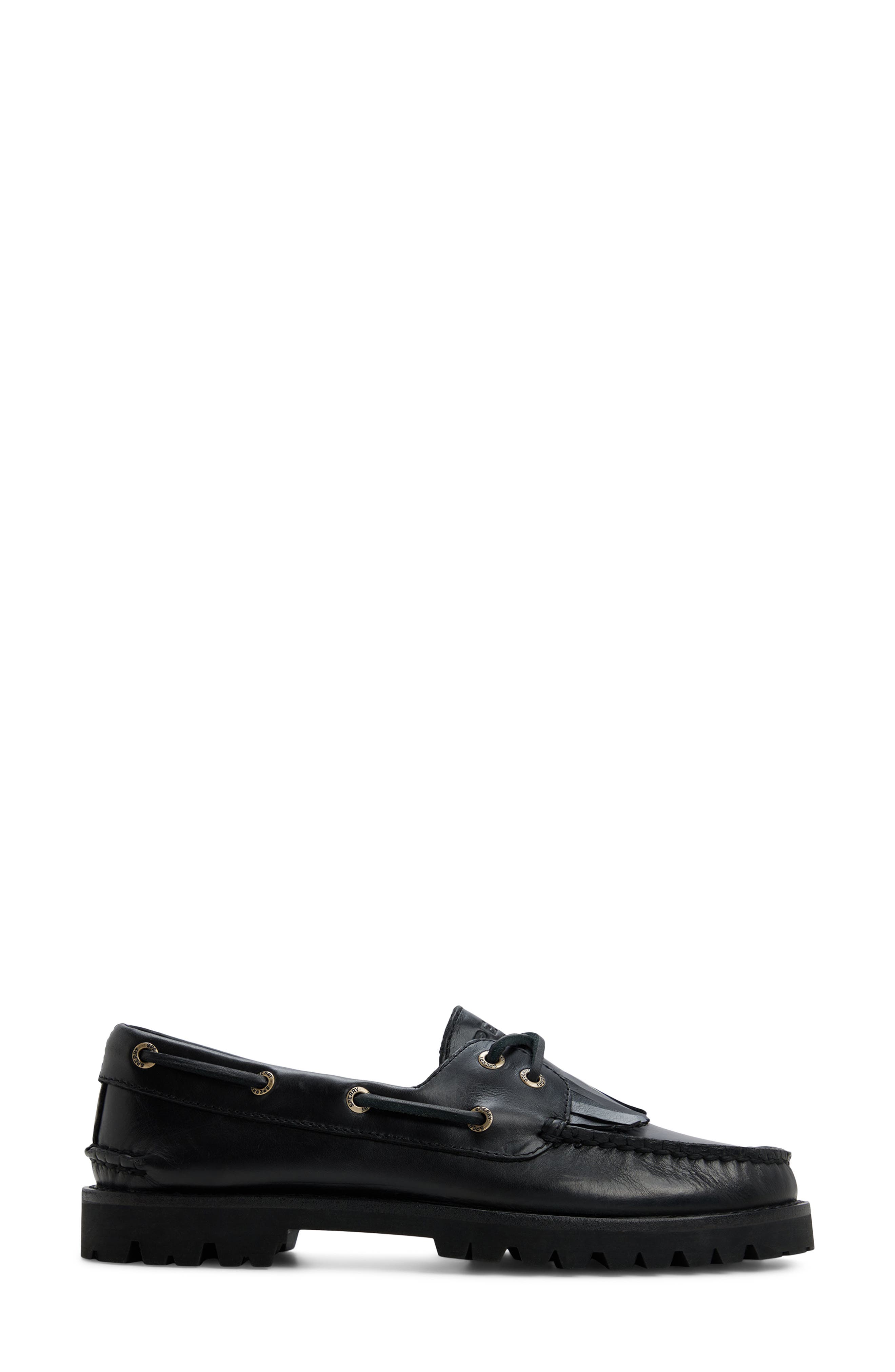 Authentic Original Kiltie Lug Boat Shoe, Alternate, color, BLACK