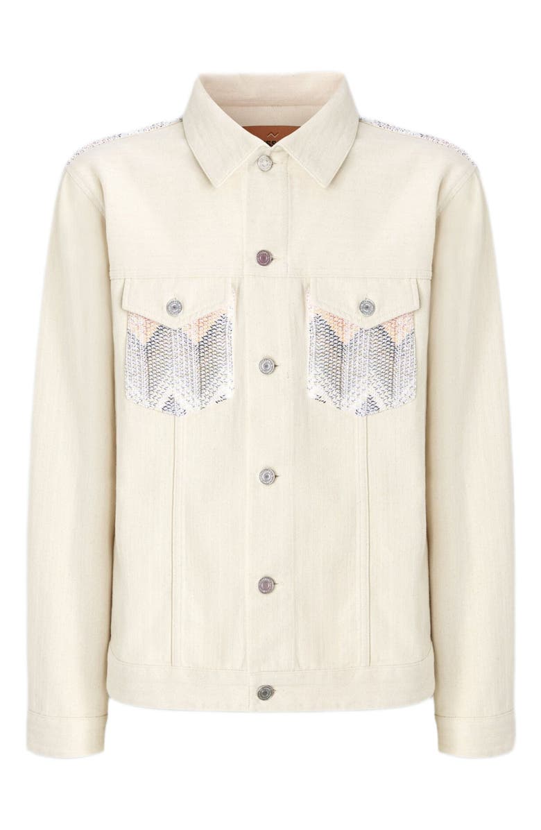 Missoni Denim Jacket With Chevron Knit Inserts, Alternate, color, 