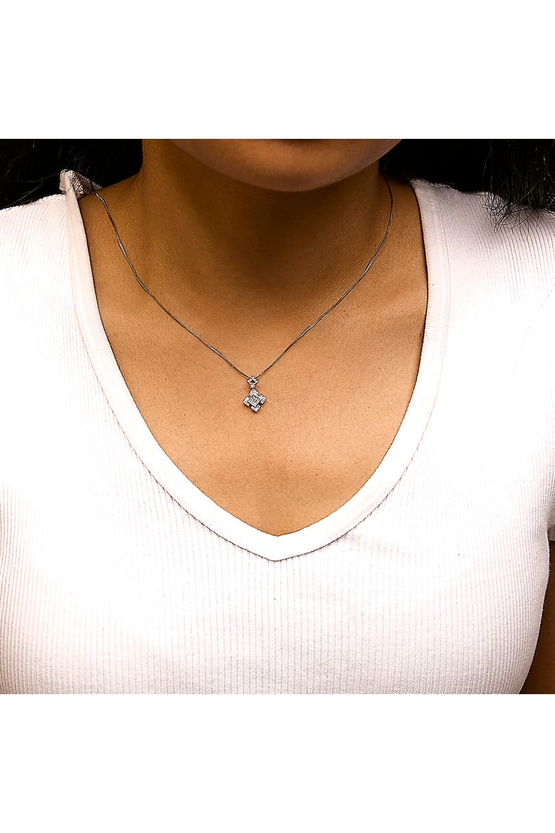 10K White Gold 1/5 Cttw Diamond Geometric Design Pendant Necklace, Alternate, color, White Gold