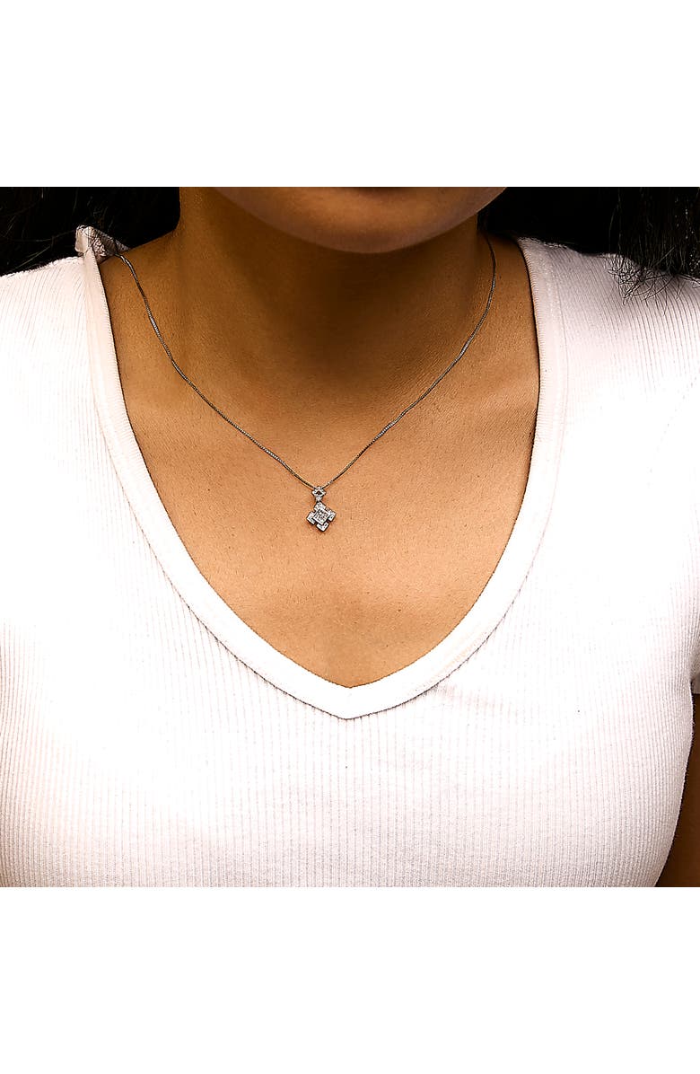 Haus of Brilliance 10K White Gold 1/5 Cttw Diamond Geometric Design Pendant Necklace, Alternate, color, White Gold