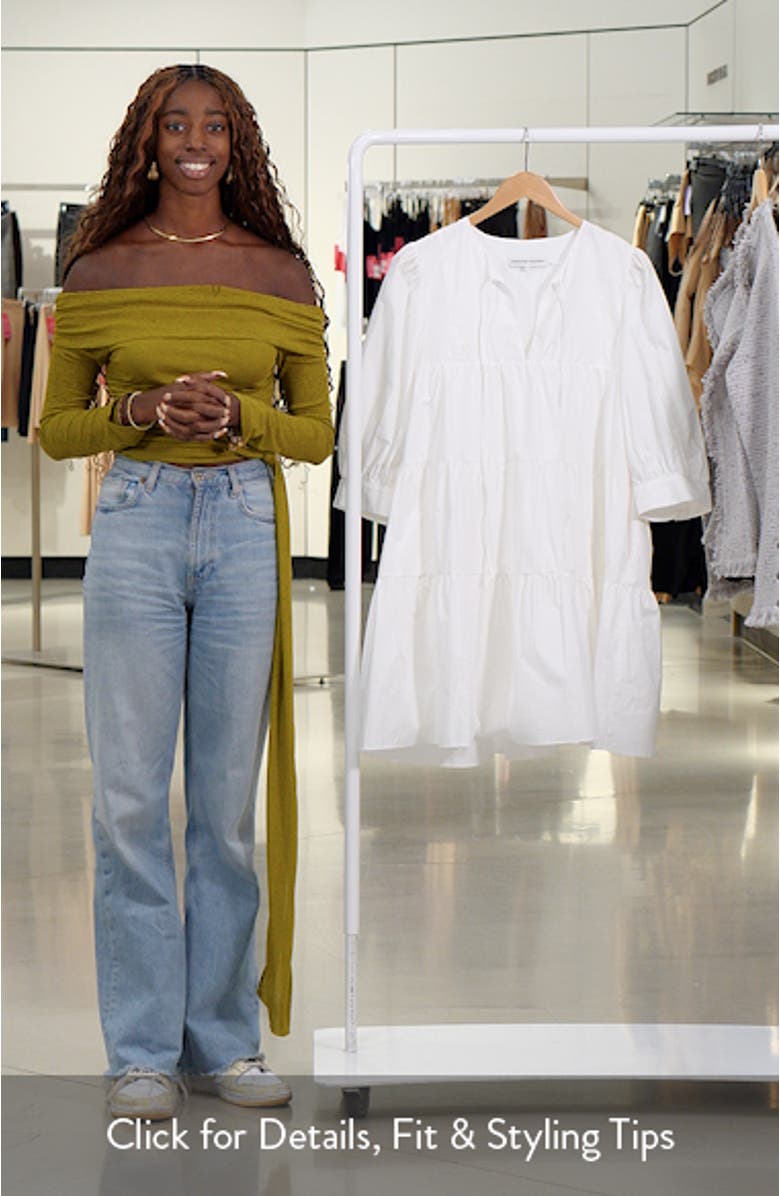 Blouson Sleeve Cotton Poplin Minidress, sales video thumbnail