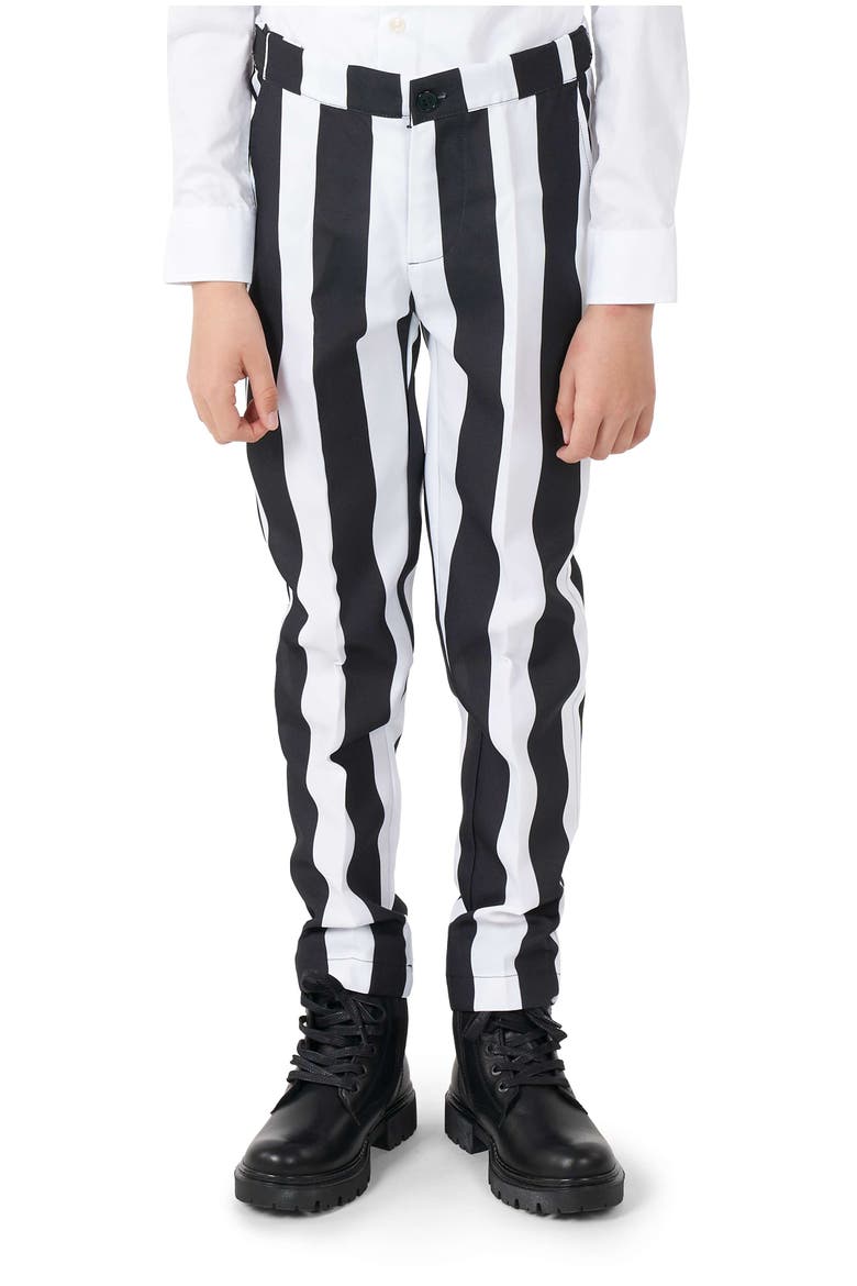 Kids' Beetlejuice Two-Piece Suit & Tie Set, Alternate, color, Black/White striped