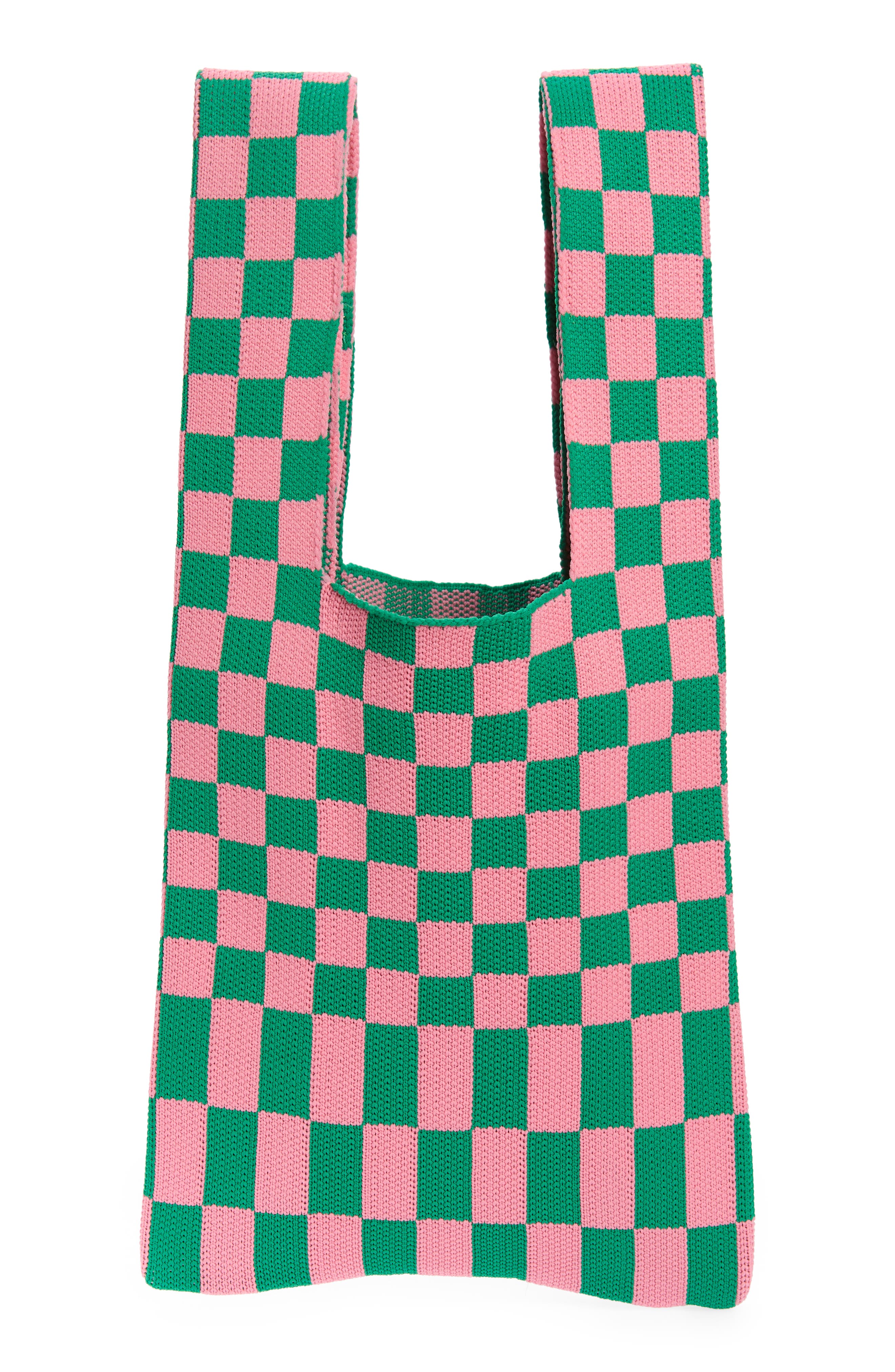 Checkered Shopping Tote, Alternate, color, PINK / GREEN
