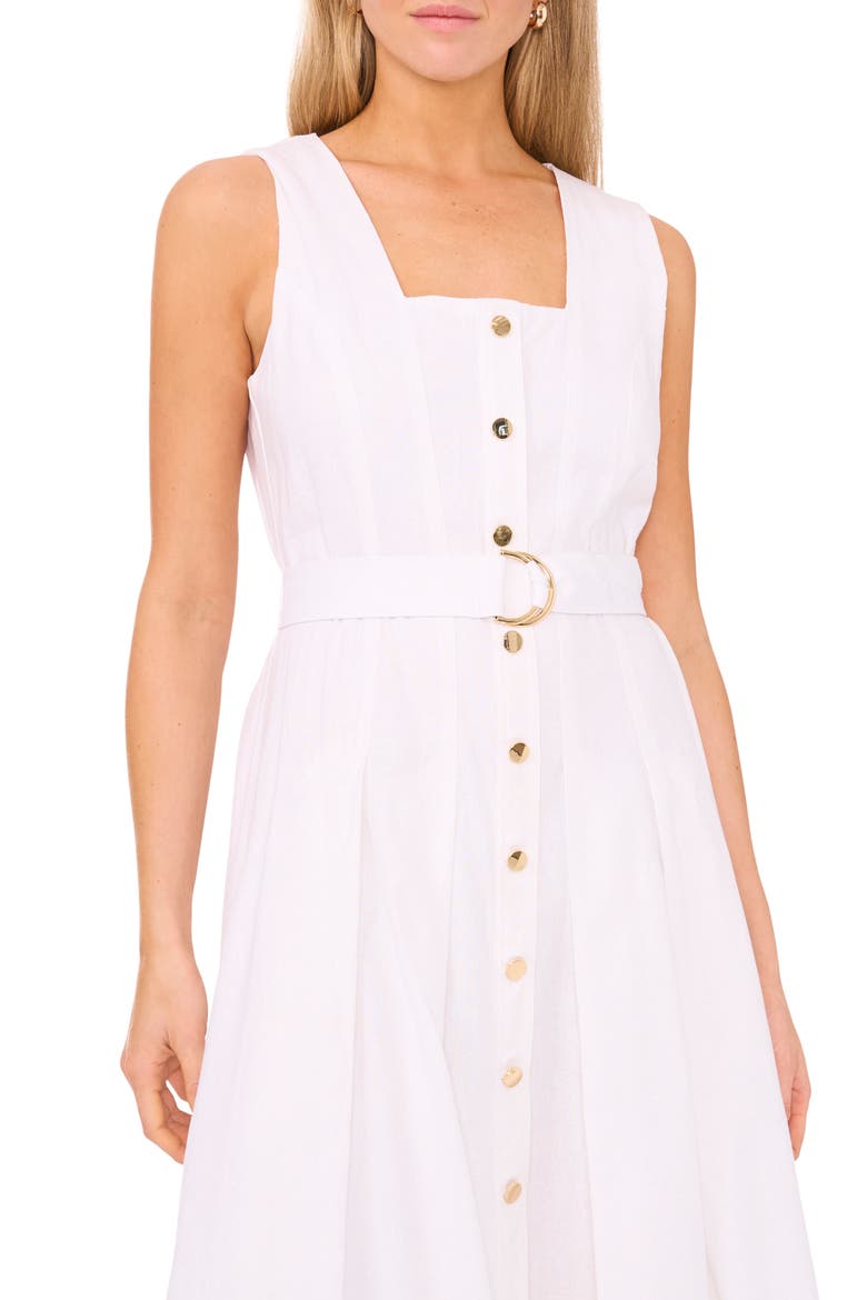 Belted Linen Blend A-Line Sundress, Alternate, color, BRIGHT WHITE