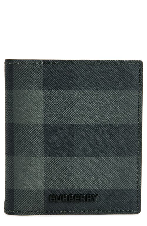 Burberry Check Coated Canvas & Leather Bifold Wallet In Charcoal