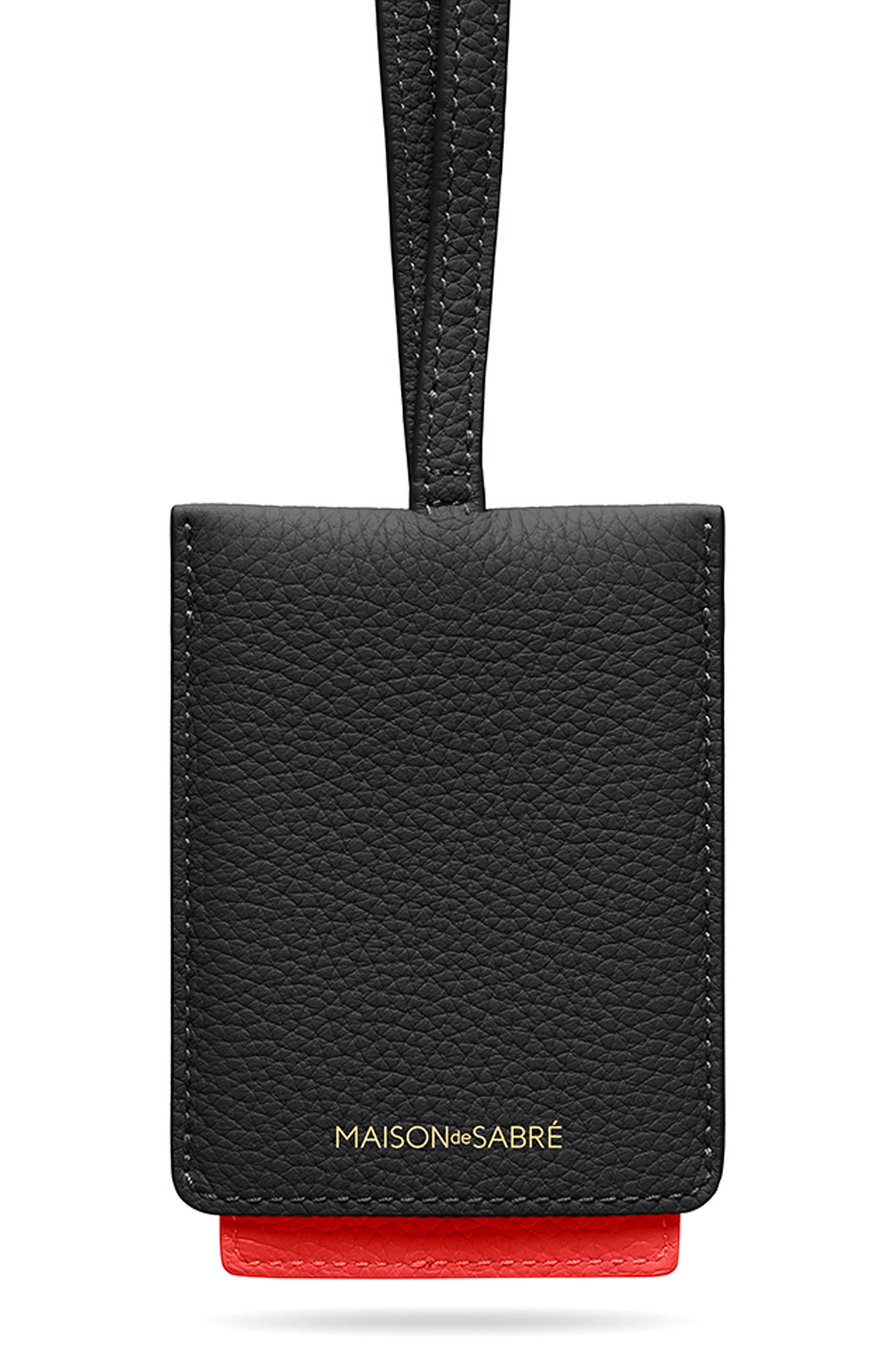 MAISON de SABRÉ Leather ID Lanyard, Main, color, Rouge Noir