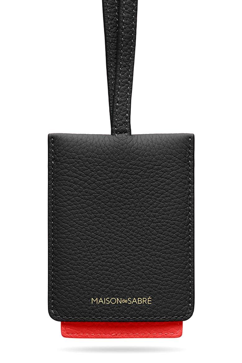 Leather ID Lanyard, Main, color, Rouge Noir
