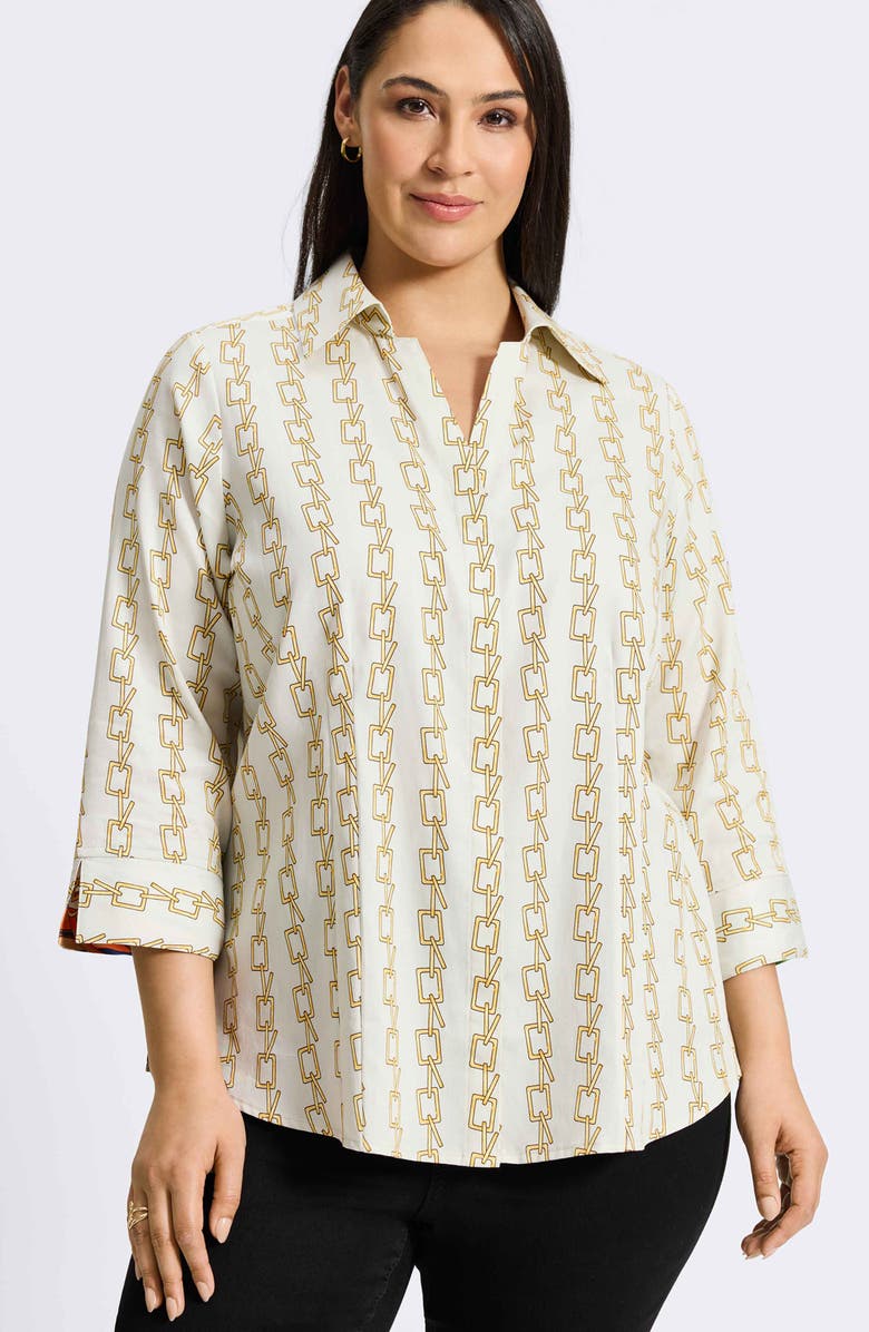 Foxcroft Taylor Chain Stripe Cotton Button-Up Shirt, Alternate, color, 