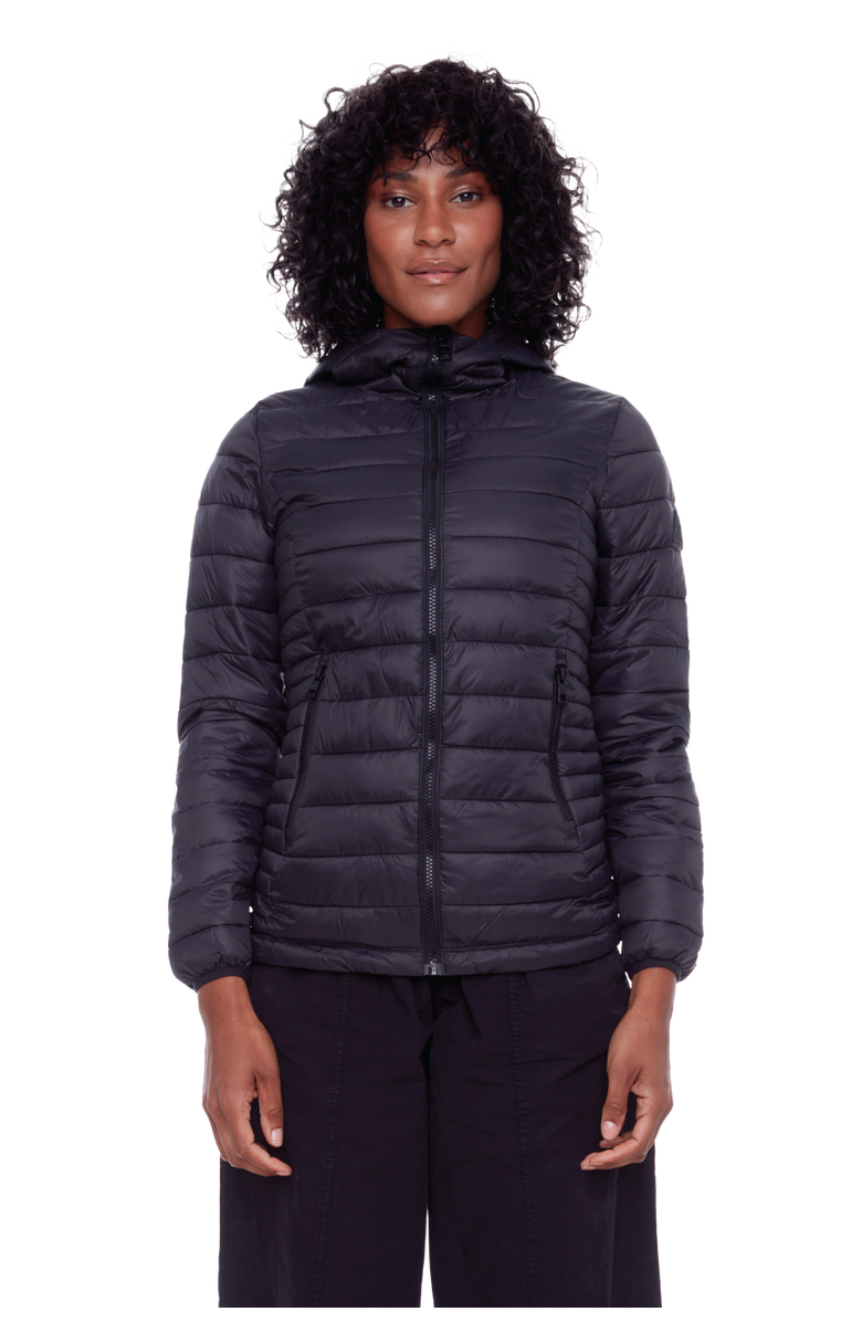 Alpine North YOHO LADIES - Vegan Down Lightweight Packable Puffer Jacket & Bag, Main, color, Black