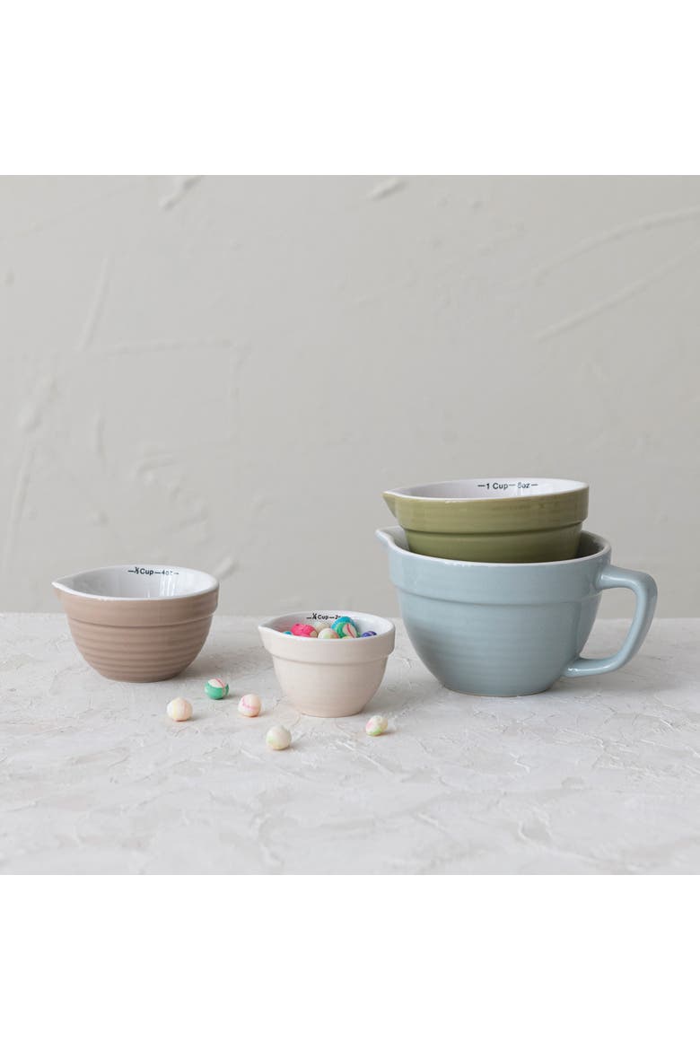 Stoneware Batter Bowl Measuring Cups, Multicolor, Set of 4, Alternate, color, Multicolor