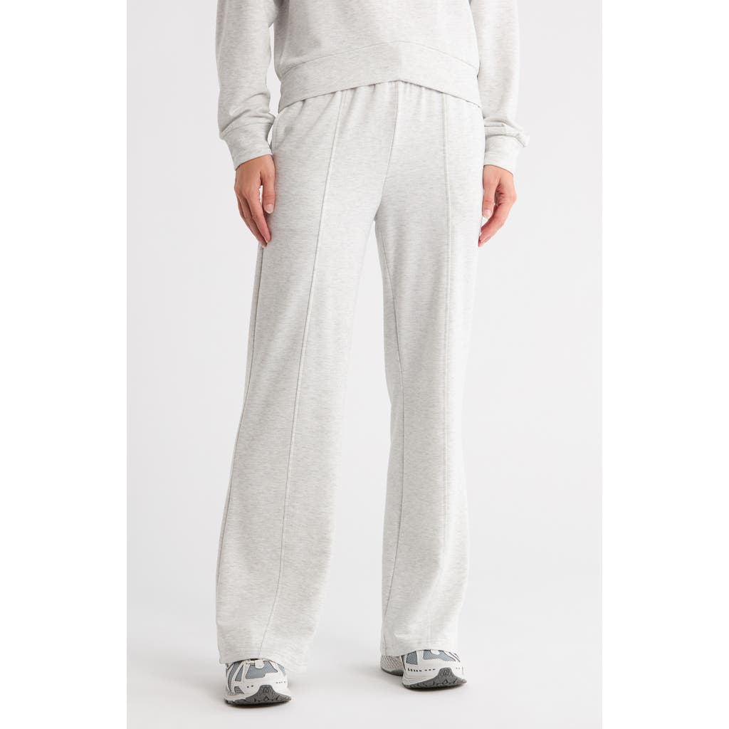 Yogalicious Brushed French Terry Endless High Waist Wide Leg Pants In Gray