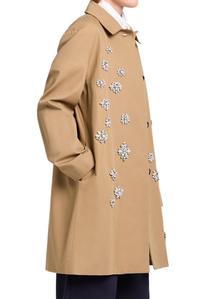 Edinburgh Rhinestone Detail Cotton Coat, Alternate, color, BRITISH KHAKI