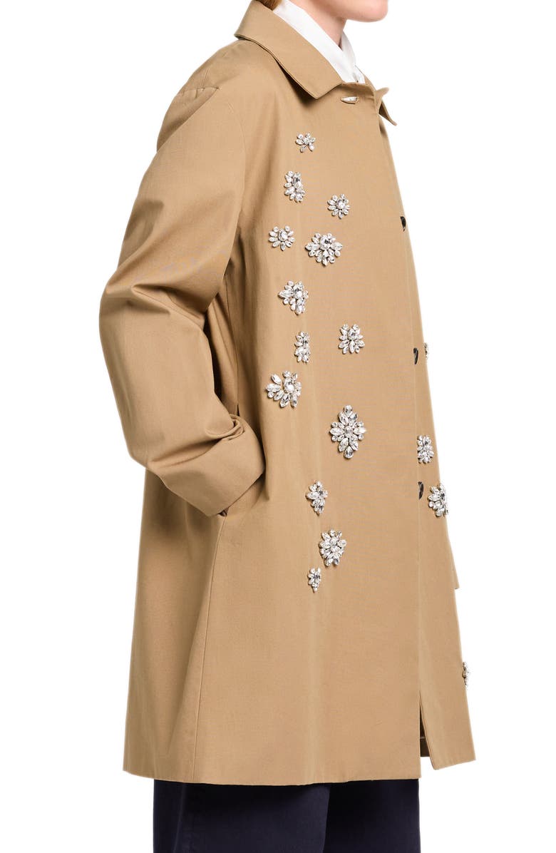 TWP Edinburgh Rhinestone Detail Cotton Coat, Alternate, color, British Khaki