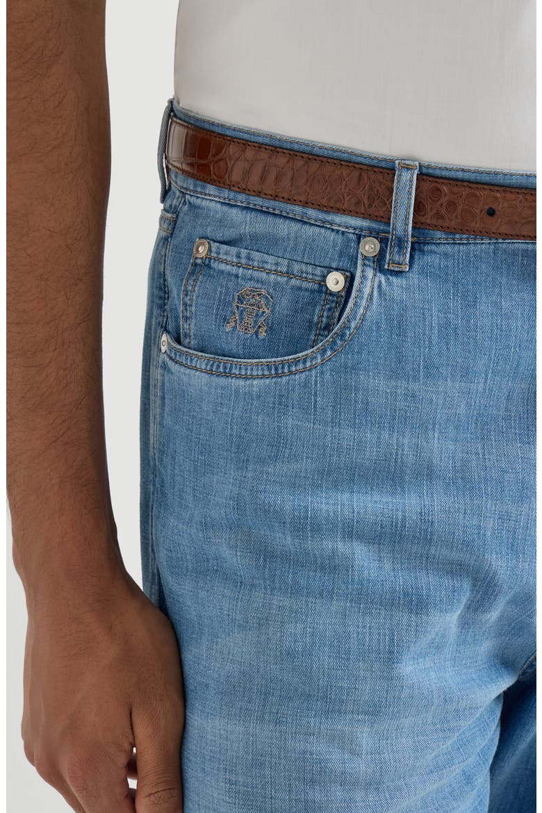Iconic fit five-pocket trousers, Alternate, color, Light Blue Denim
