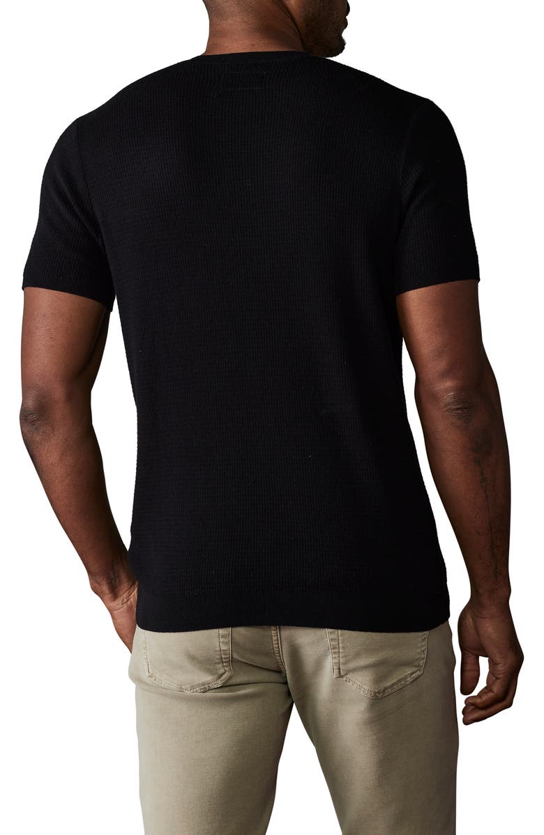 The Normal Brand Waffle Stitch Short Sleeve Sweater, Alternate, color, Black