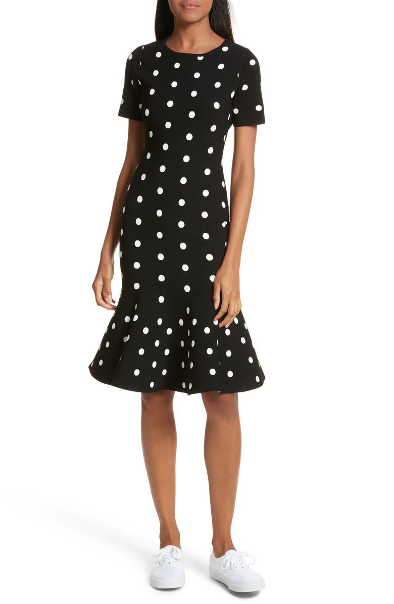 Milly Polka Dot Mermaid Dress, Main, color, Black/ White
