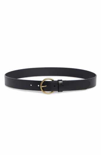 NORDSTROM RACK Leather Circular Buckle Belt