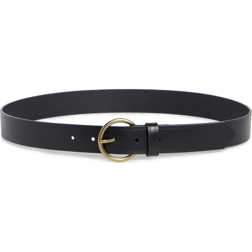 NORDSTROM RACK Leather Circular Buckle Belt in Black at Nordstrom Rack, Size X-Large