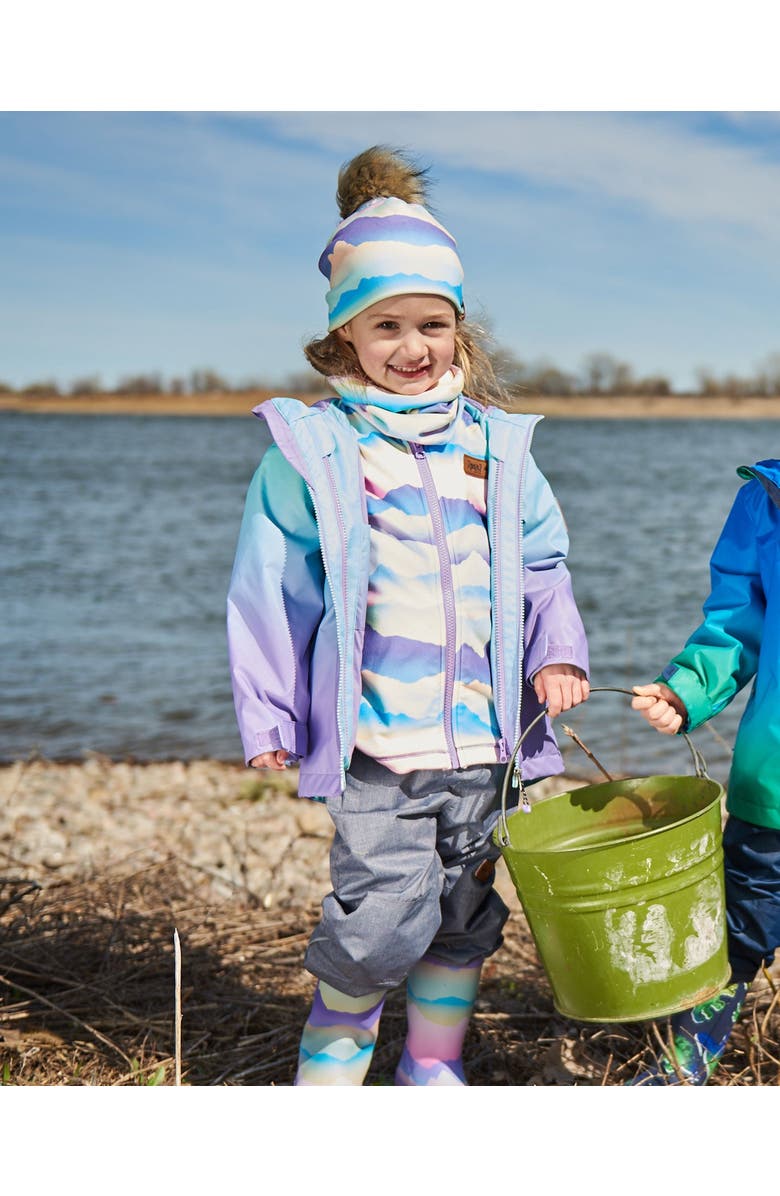 Deux par Deux Little Girl's 3-In-1 Mid-Season Outerwear Set Turquoise And Mauve Gradient, Alternate, color, 