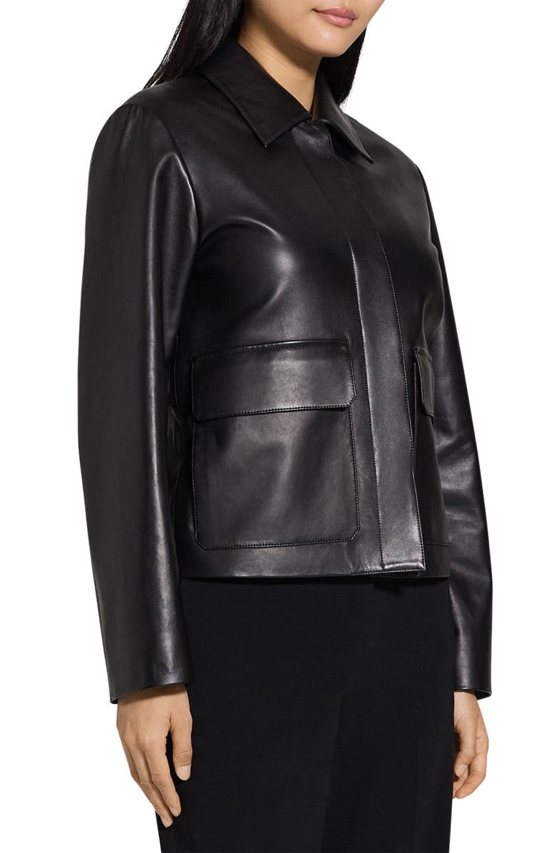 Theory Boxy Patch Pocket Leather Jacket, Alternate, color, 