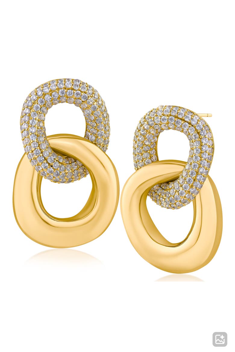 Pavé Link Earrings, Main, color, GOLD PLATED