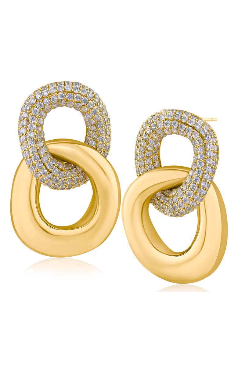 CZ by Kenneth Jay Lane Pavé Link Earrings, Main, color, Gold Plated