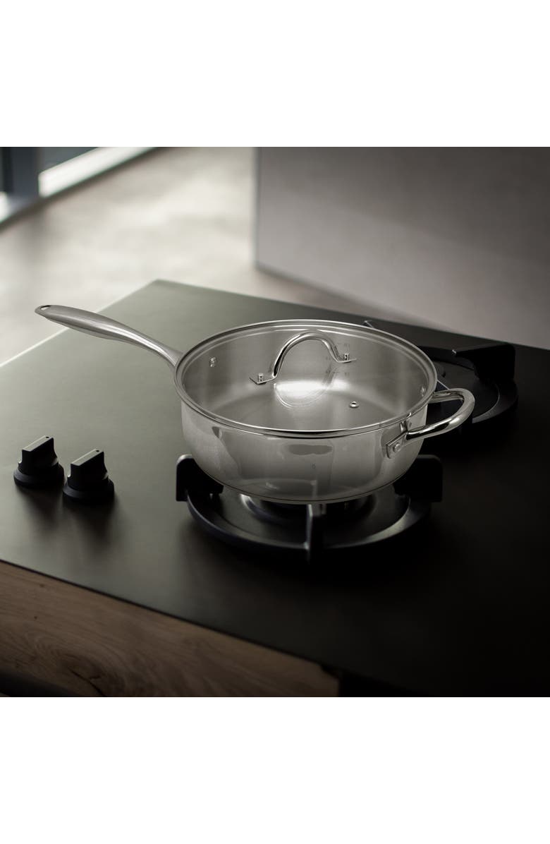 Oster Cuisine Cuisine Saunders 4.2 Quart Saute Pan with Lid, Alternate, color, Metallic Silver