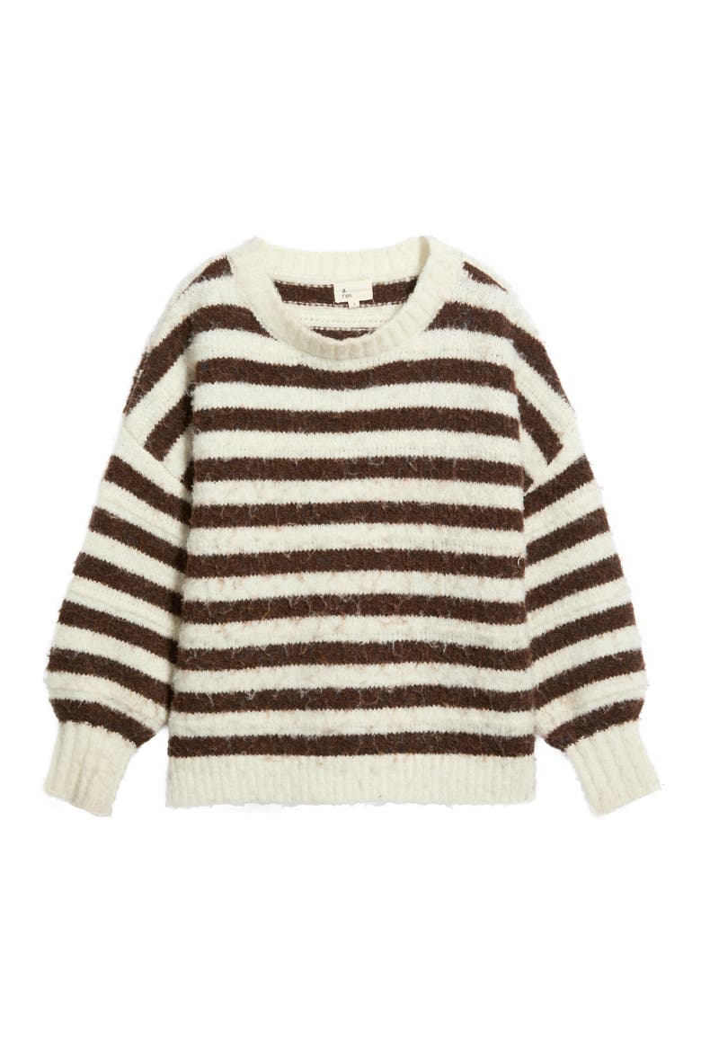 Hartford Striped Crewneck Sweater, Alternate, color, BROWN