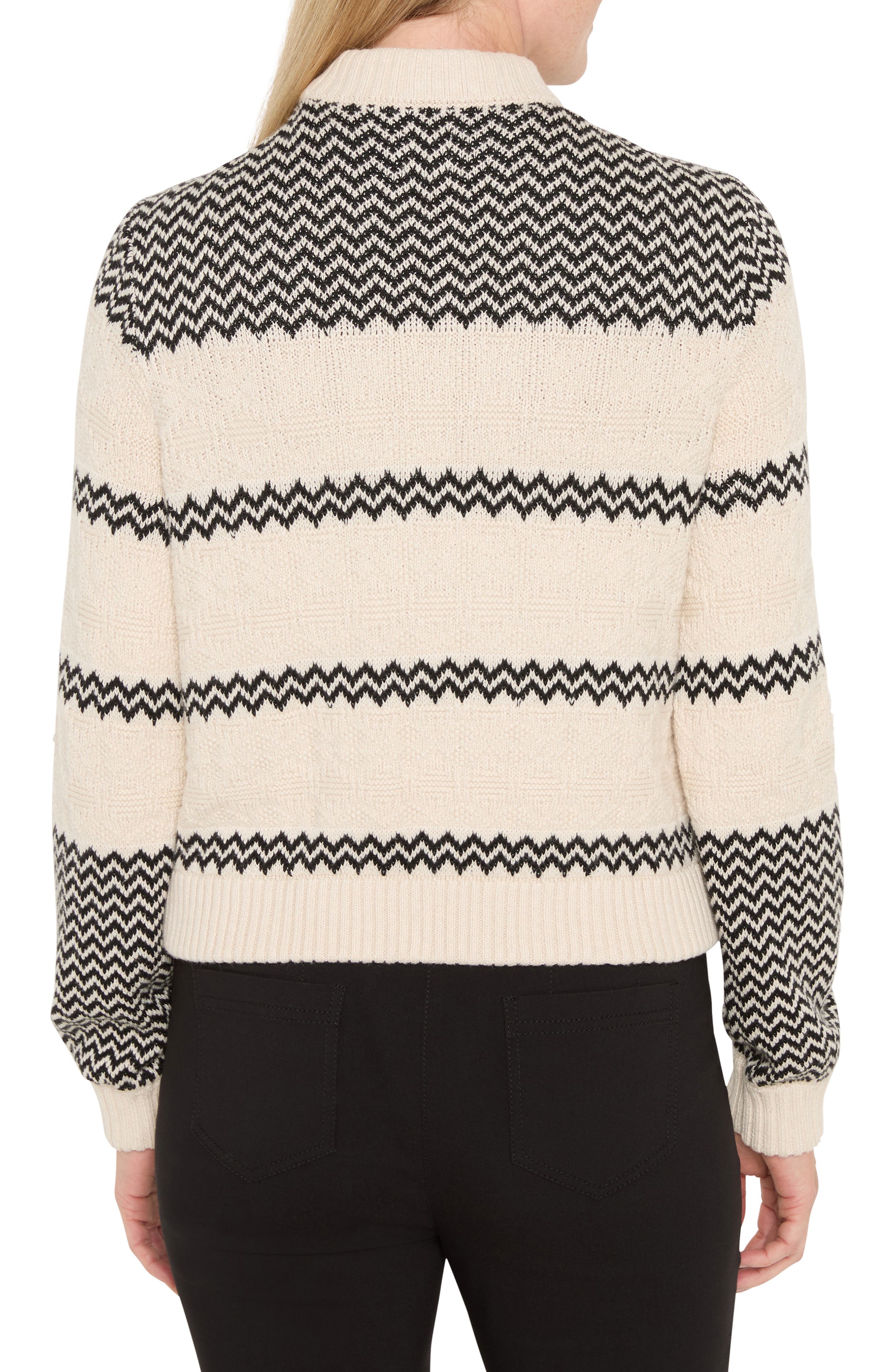 Zigzag Knit Bomber Jacket - image 2
