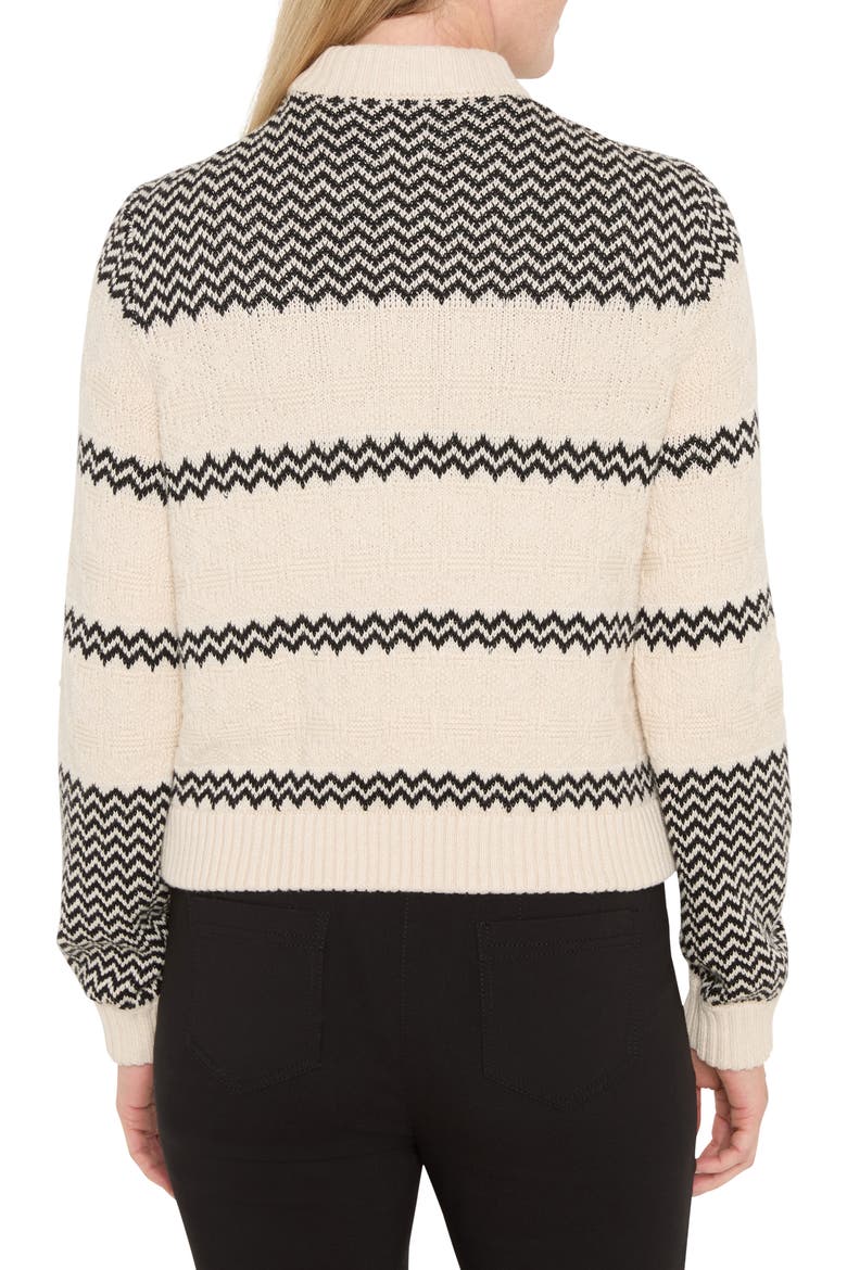 Zigzag Knit Bomber Jacket, Alternate, color, BLACK MULTI