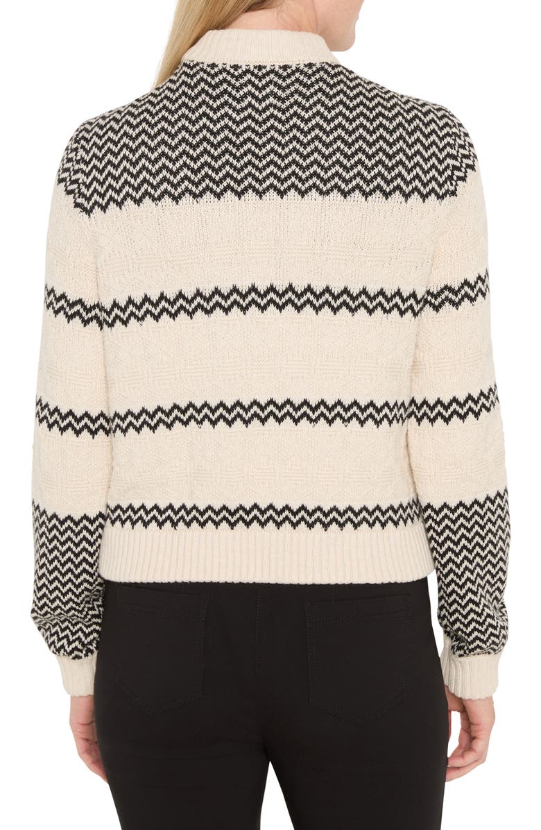 NIC+ZOE Zigzag Knit Bomber Jacket, Alternate, color, Black Multi
