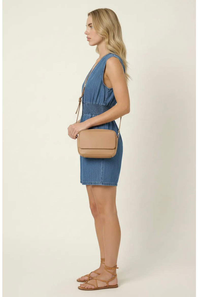 Denim Cap Sleeve Smocked Romper, Alternate, color, Medium Wash Blue