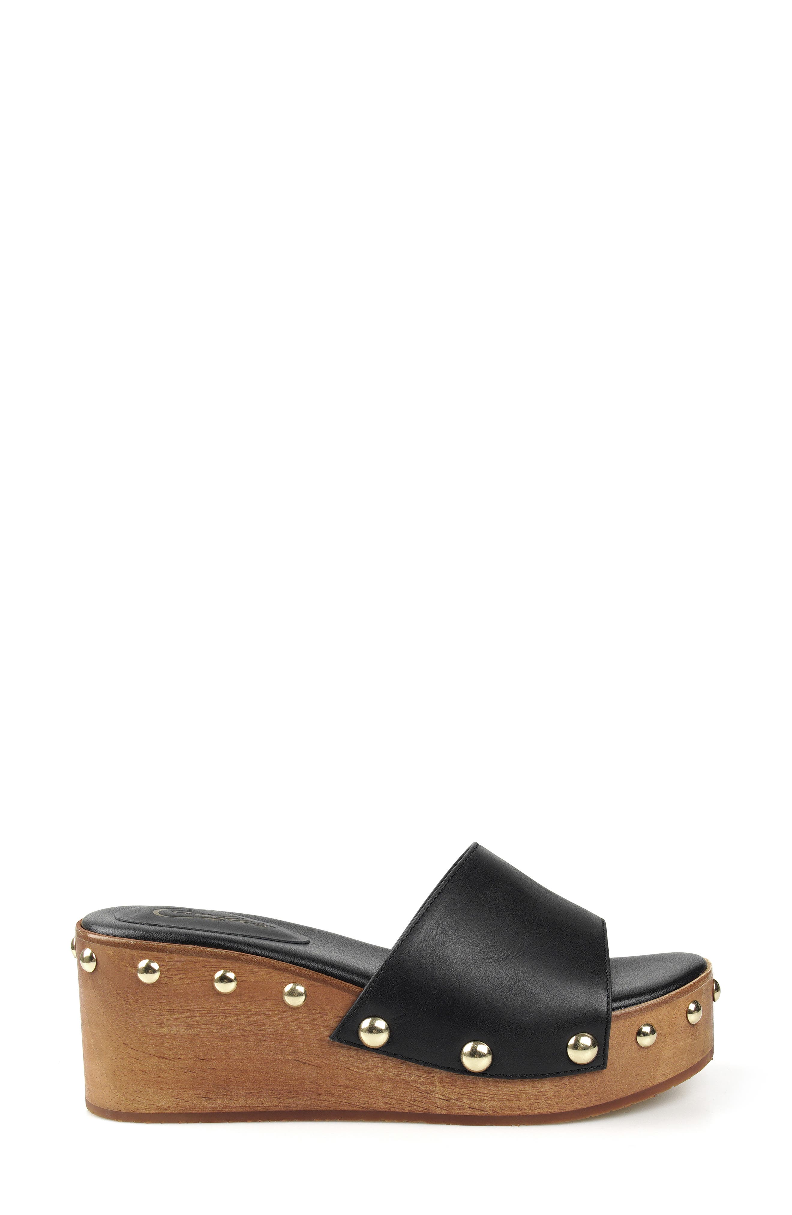 Candie's Jewell Platform Wedge Slide Sandal, Alternate, color, Black Leather
