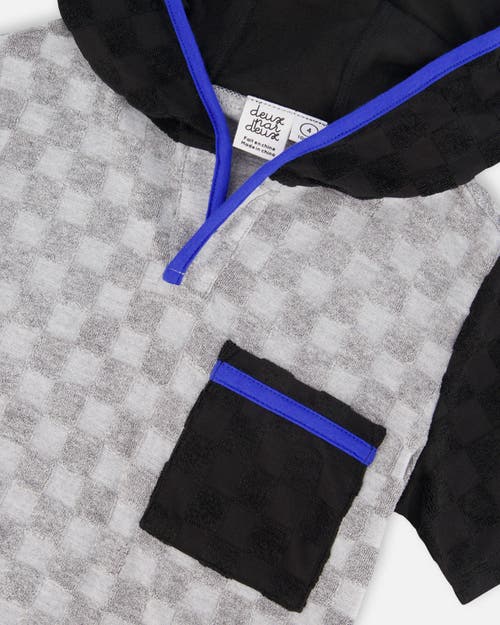 DEUX PAR DEUX DEUX PAR DEUX LITTLE BOY'S PRINTED HOODED TERRY TOP AND SHORTS SET GRAY AND BLACK
