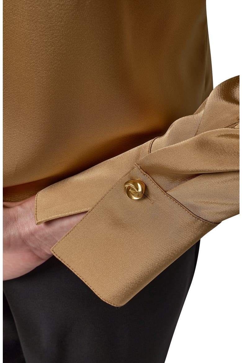 Faux Wrap Long Sleeve Top, Alternate, color, GOLD