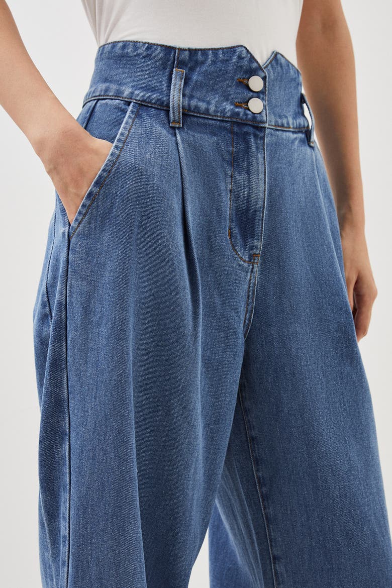 Petite Denim Wide Leg Jeans, Alternate, color, Mid Blue