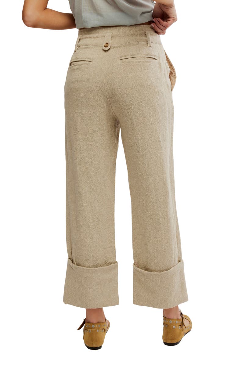 Free People Parkway Cuffed Linen & Cotton Pants, Alternate, color, Natural Combo