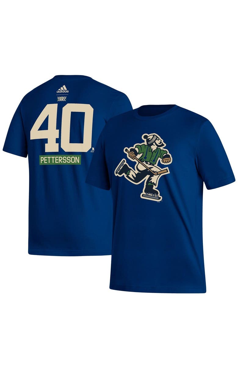 adidas Men's adidas Elias Pettersson Navy Vancouver Canucks Reverse Retro 2.0 Name & Number T-Shirt, Alternate, color, 
