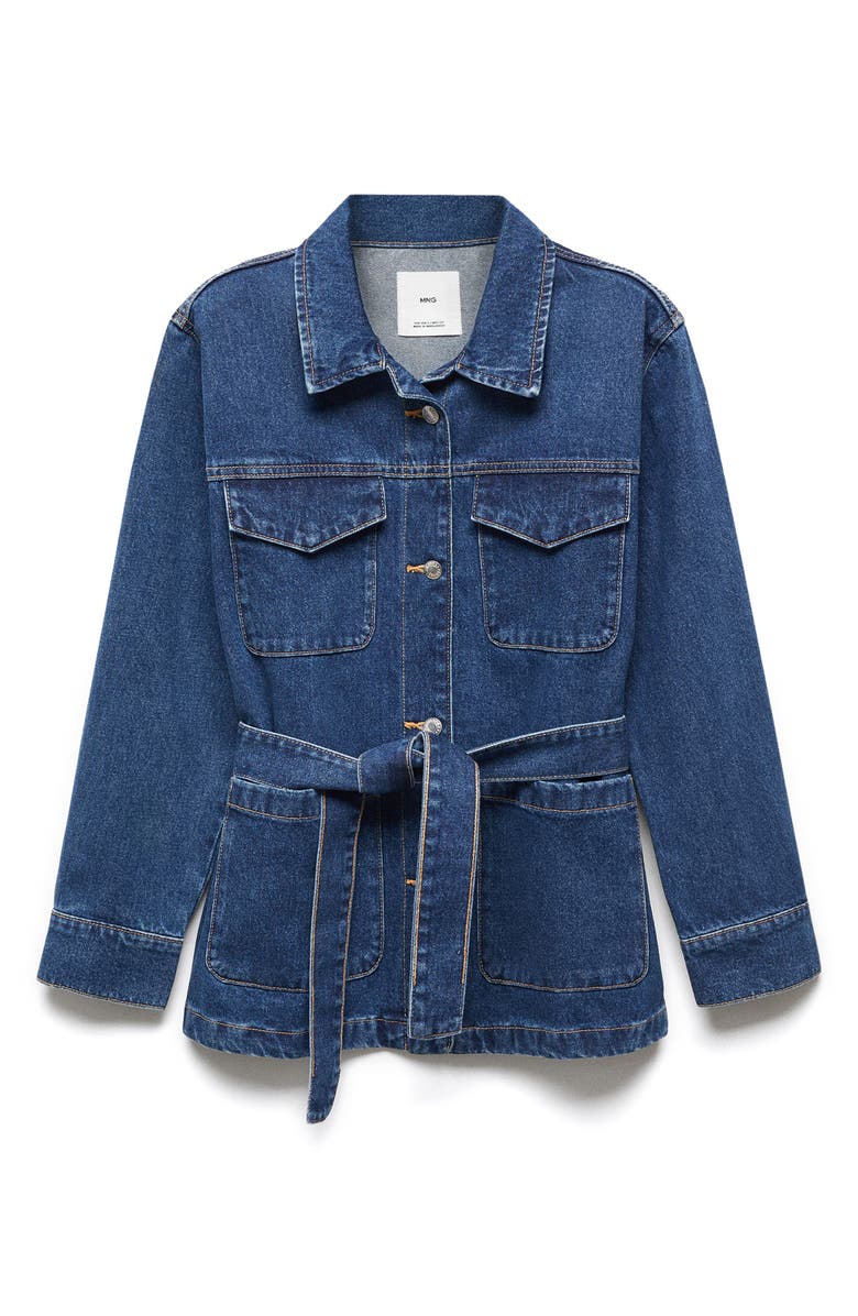 MANGO Belted Denim Jacket, Alternate, color, 