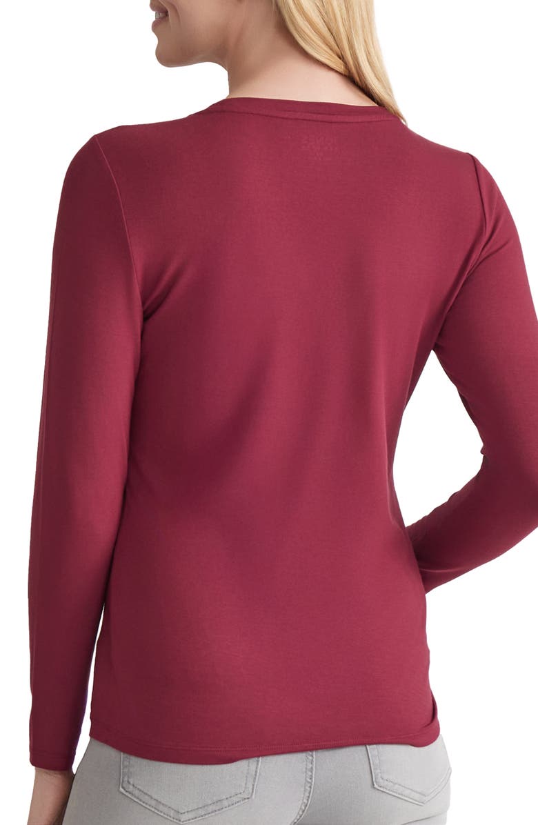 Jones New York Crewneck Long Sleeve T-Shirt, Alternate, color, Bordeaux