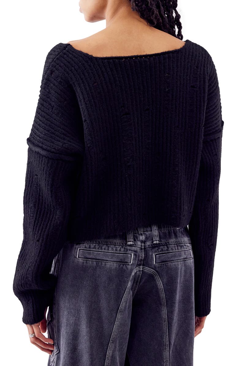 BDG Urban Outfitters Distressed V-Neck Crop Sweater, Alternate, color,