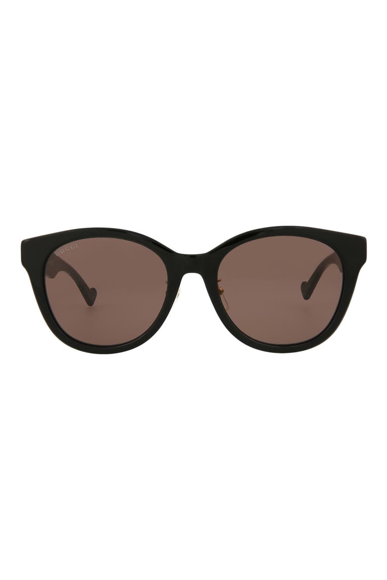 56mm Round Sunglasses, Main, color, BLACK BLACK BROWN