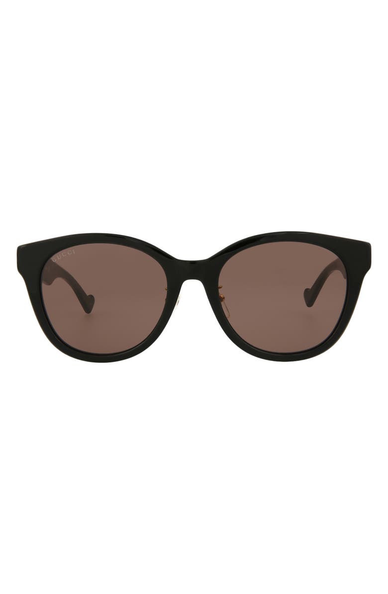Gucci 56mm Round Sunglasses, Main, color, Black Black Brown