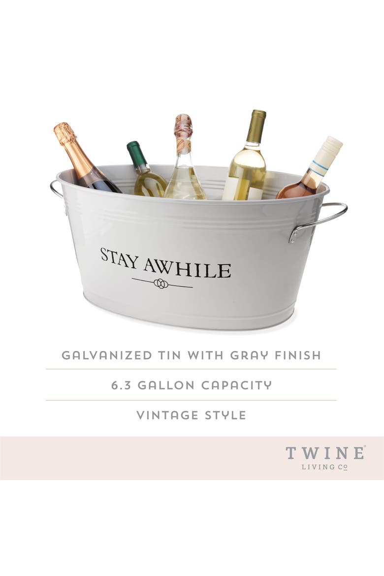 Stay Awhile Metal Beverage Tub, Alternate, color, Grey