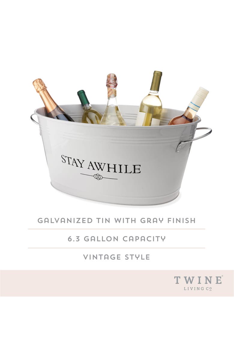 TWINE Stay Awhile Metal Beverage Tub, Alternate, color, Grey
