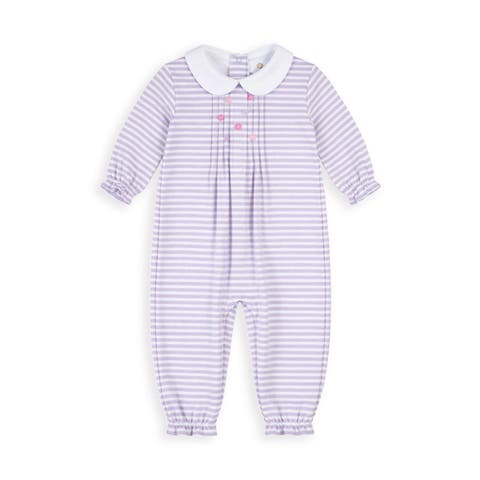Stripe Knit Longall with Embroidered Flowers